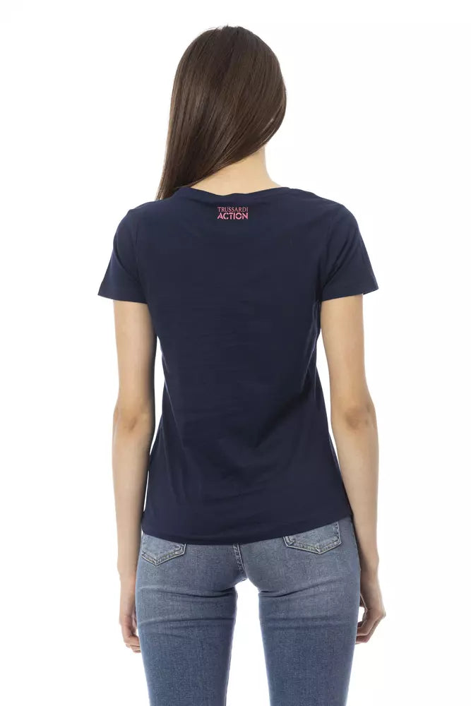 Trussardi Action Chic Blue Short Sleeve Round Neck Tee