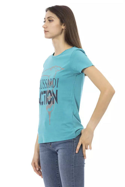 Trussardi Action Light Blue Cotton Women T-Shirt