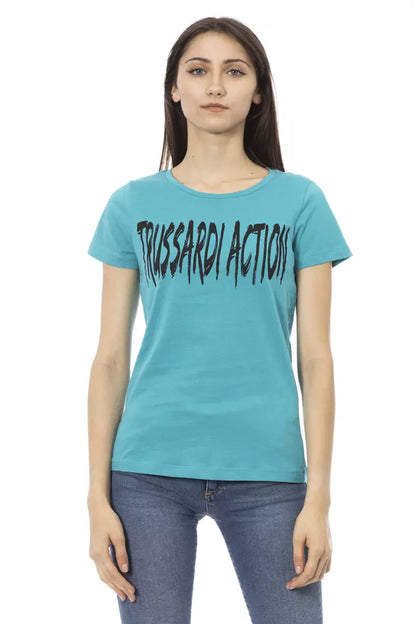 Trussardi Action Light Blue Cotton Women T-Shirt