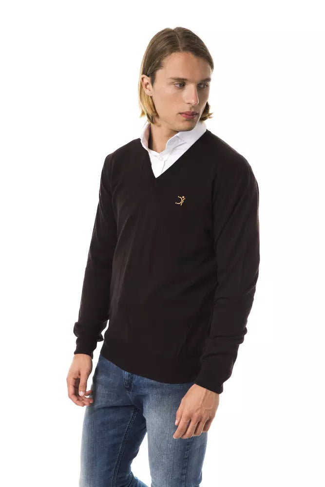 Uominitaliani Brown Merino Wool Men Sweater