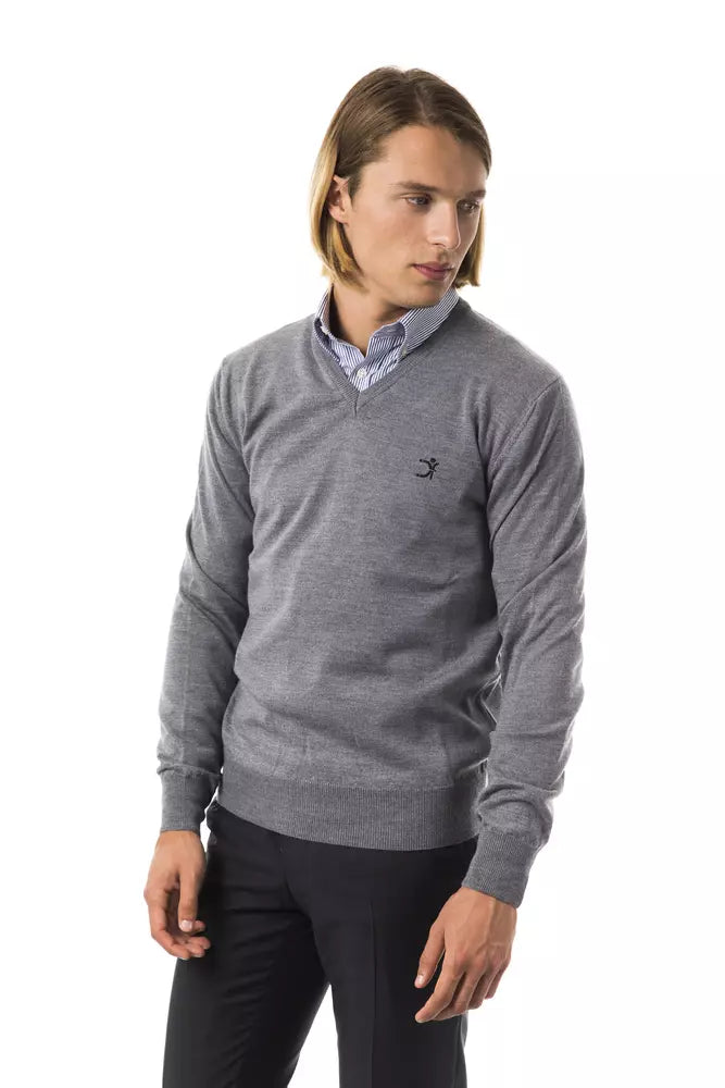 Uominitaliani Gray Merino Wool Men Sweater