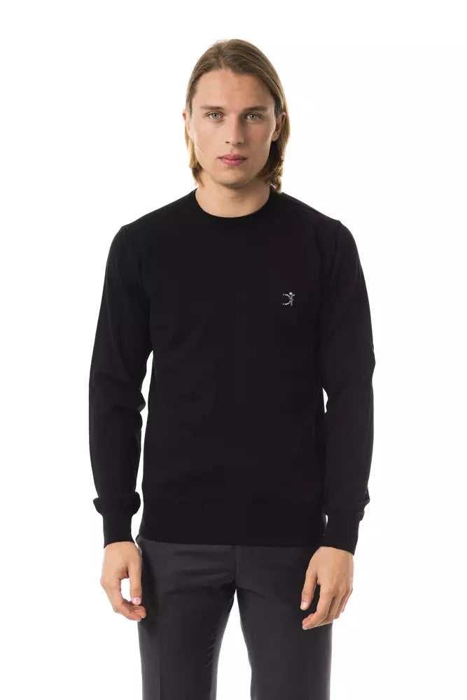 Uominitaliani Black Merino Wool Men Sweater