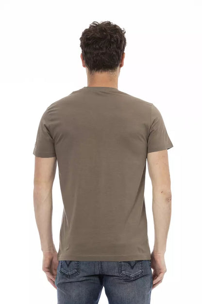 Trussardi Action Brown Cotton Men V-Neck T-Shirt