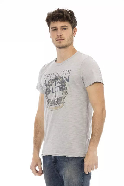 Trussardi Action Gray Cotton Men T-Shirt