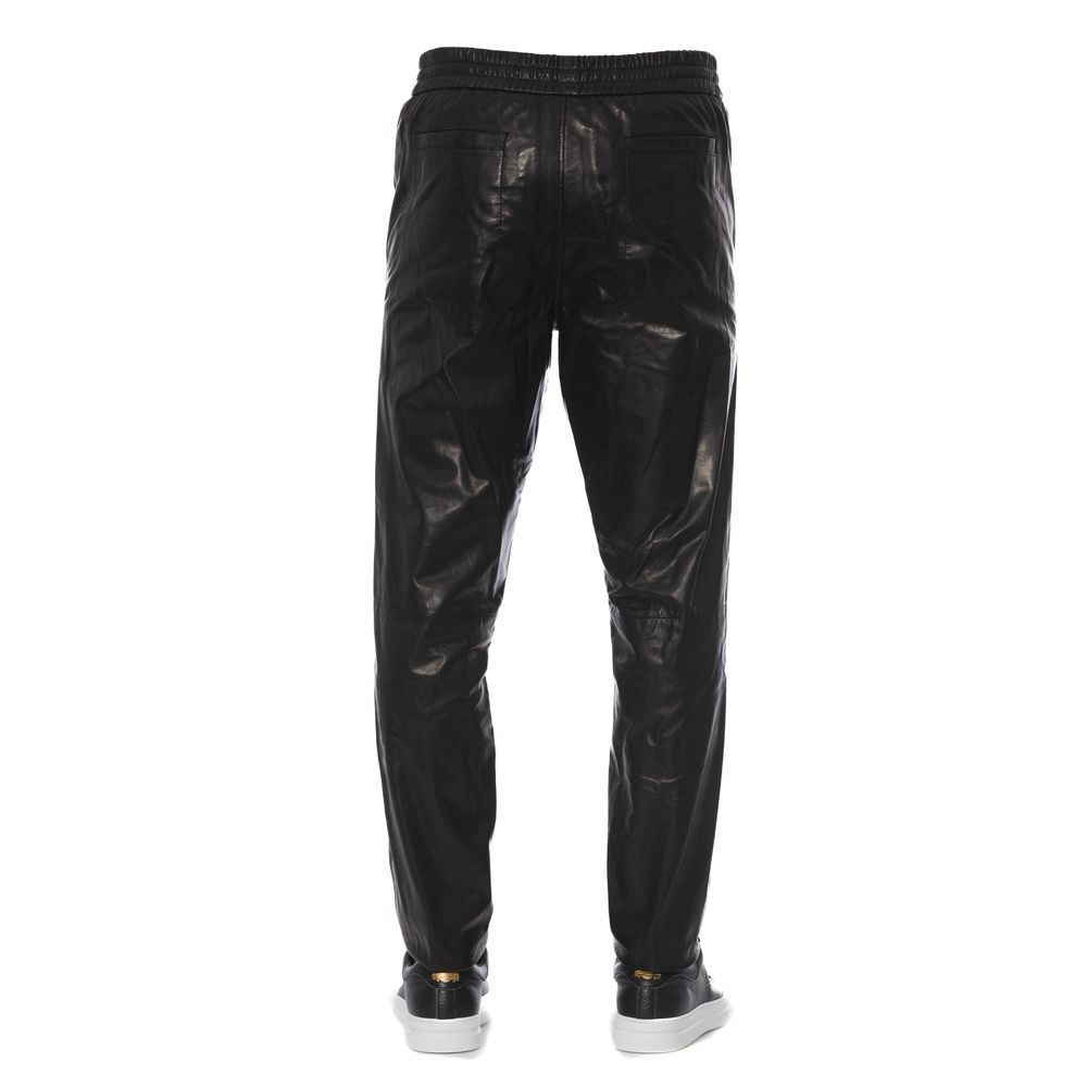 Trussardi Black Leather Men's Trouser