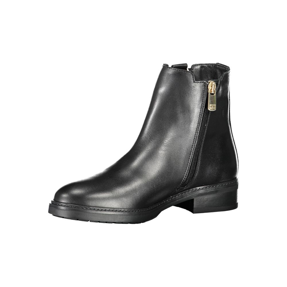 Tommy Hilfiger Black Leather Women Boot