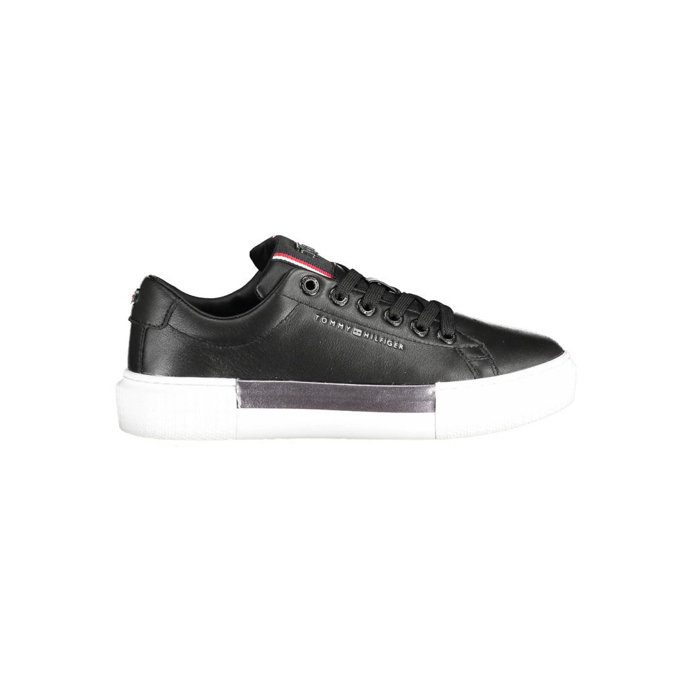 Tommy Hilfiger Black Leather Women Sneaker