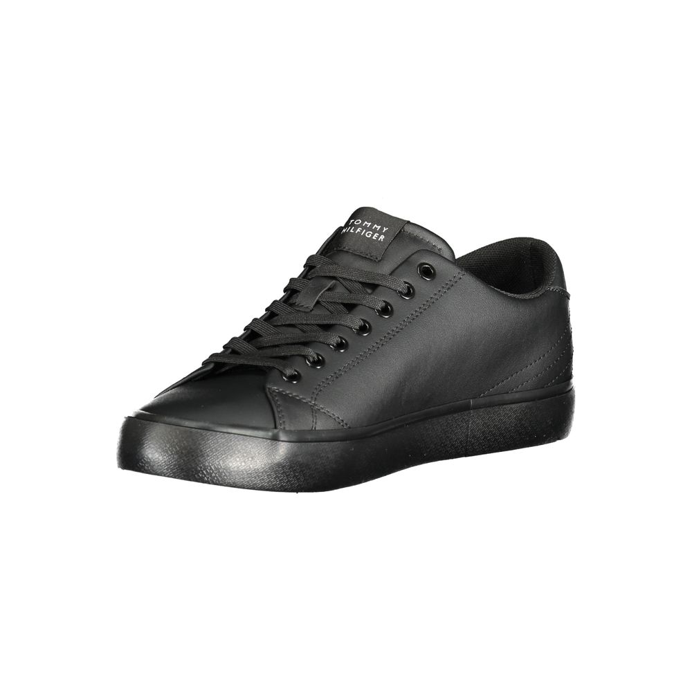 Tommy Hilfiger Black Leather Men Sneaker