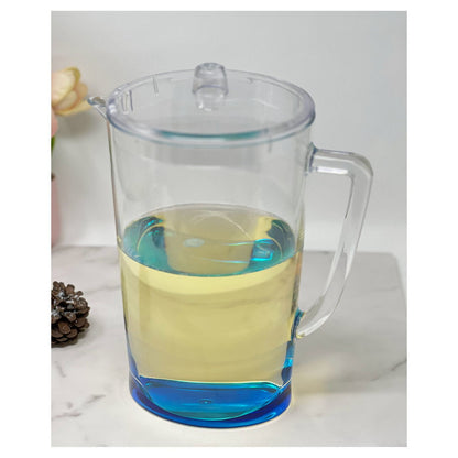 2.75 Quarts Water Pitcher with Lid, Oval Halo Design Unbreakable Plastic Pitcher, Drink Pitcher, Juice Pitcher with Spout BPA Free