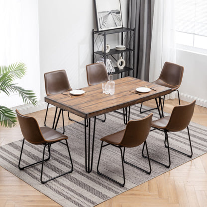 Aryven Industrial 7-Piece Dining Set, Antique Brown