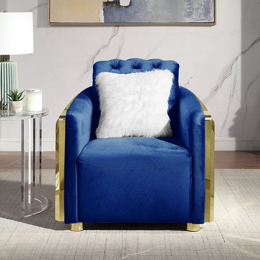 Velvet Stainless Steel Frame Surround Upholstered Armchair