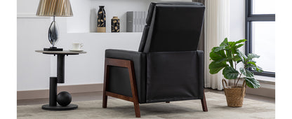 Wood-Framed PU Leather Recliner Chair Adjustable Home Theater Seating with Thick Seat Cushion and Backrest Modern Living Room Recliners, Black(Old SKU:PP289527AAB)