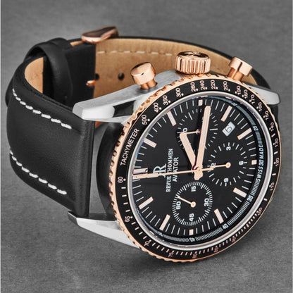 Revue Thommen 17000.6557 Men's 'Aviator' Black Dial Two-Tone Chronograph Automatic Watch