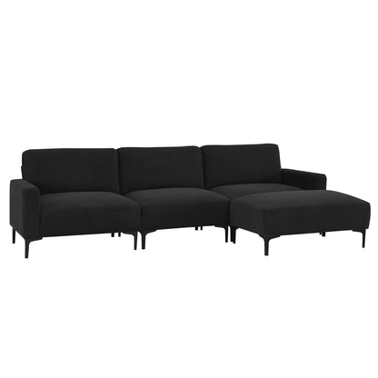 [VIDEO provided] [New] 103.5*59" Modern L-shaped Sectional Sofa, 4-seat Velvet Fabric Couch Set with Convertible Ottoman,Freely Combinable Sofa for Living Room, Apartment, Office,Apartment,2 Colors