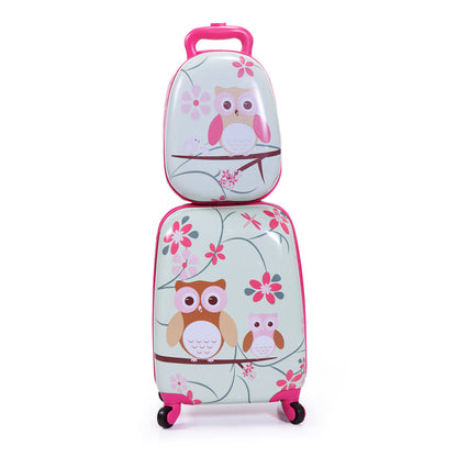 2 Pieces Children Backpack + Spinner Case with 4 Universal Wheels Luggage Set in 3 Designs