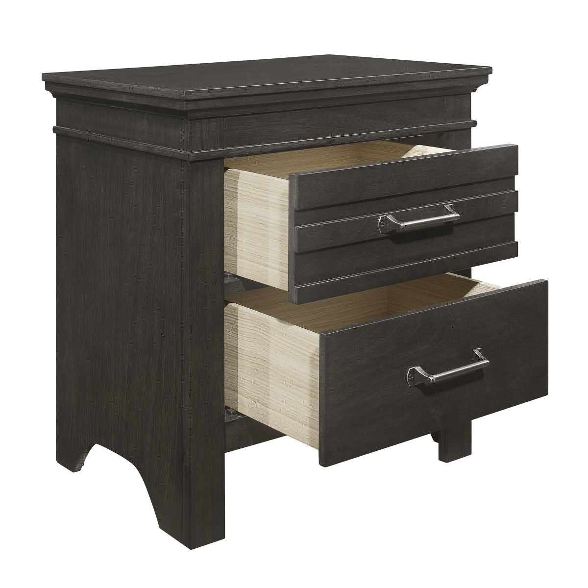 Transitional Bedroom 1pc Nightstand of Center Glides Drawers Charcoal Gray Finish Bed Side Table Wooden Furniture