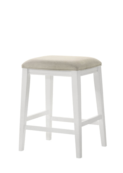 Sasha 17" White Counter Height Stool with Upholstered Seat