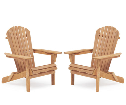 Wooden Outdoor Folding Adirondack Chair Set of 2 Wood Lounge Patio Chair for Garden,Garden, Lawn, Backyard, Deck, Pool Side, Fire Pit,Half Assembled,