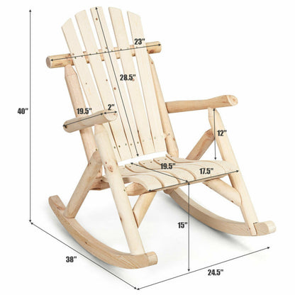 Wood Single Porch Rocker Lounge Patio Rocking Chair