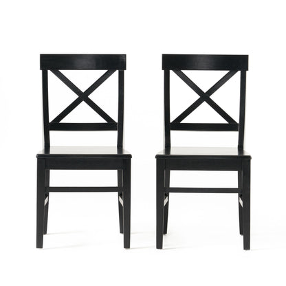 Acacia Wood Dining Chairs, Black (Set of 2)