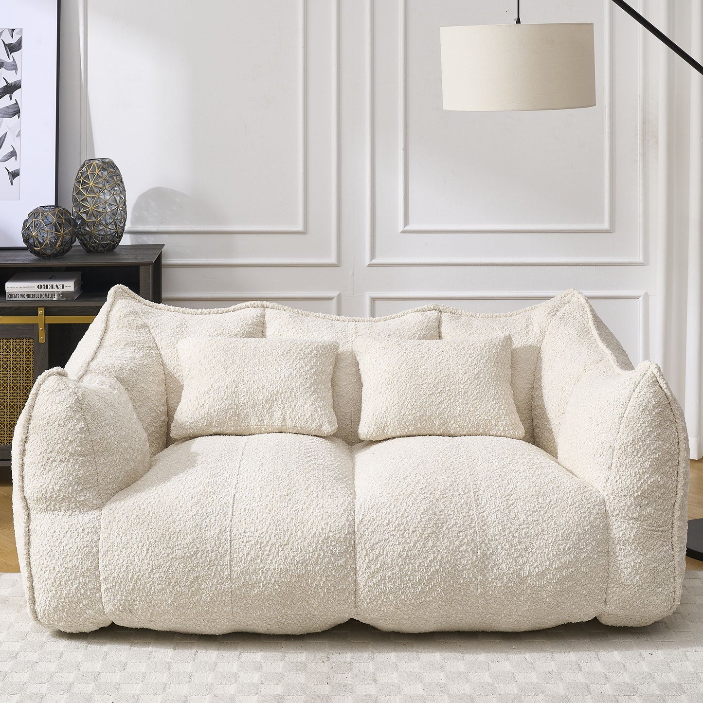 Soft beanbag chair with high resilience foam core for two people. The comfortable square recliner sofa is ideal for family members and friends engaged in games, reading, watching TV