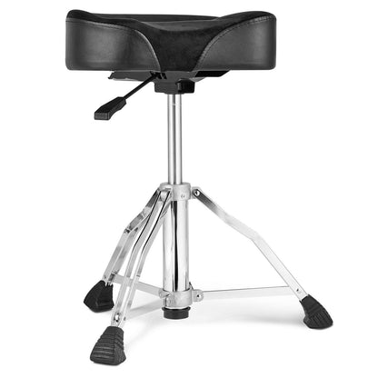 VEVOR Hydraulic Saddle Drum Throne, 19.3-25.2 in / 490-640 mm Height Adjustable, Padded Drum Stool Seat with Anti-Slip Feet Drumsticks 500 lbs / 227 kg Max Weight Capacity, 360° Swivel for Drummers