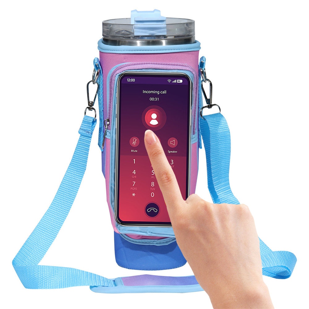 Water Bottle Carrier Bag with Touch Screen Phone Pocket for Stanley 40oz Tumbler