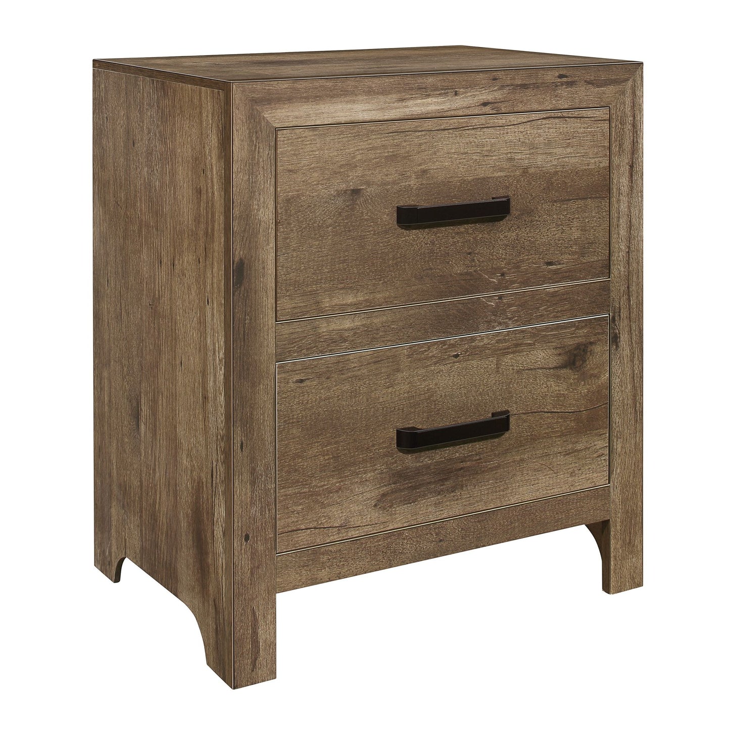 Bedroom Wooden Nightstand 1pc Weathered Pine Finish 2x Drawers Transitional Style Furniture