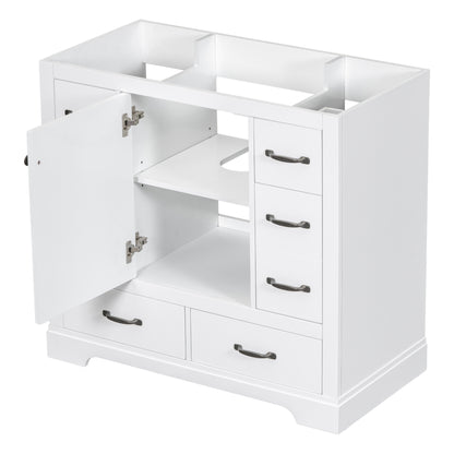 36" Bathroom Vanity without Sink, Cabinet Base Only, Six Drawers, Multi-Functional Drawer Divider, Adjustable Shelf