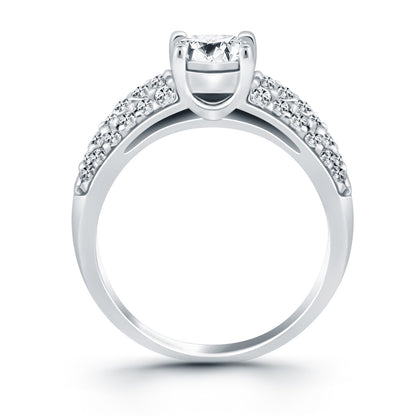 White Gold 14k Tapered Pave Diamond Wide Band Engagement Ring