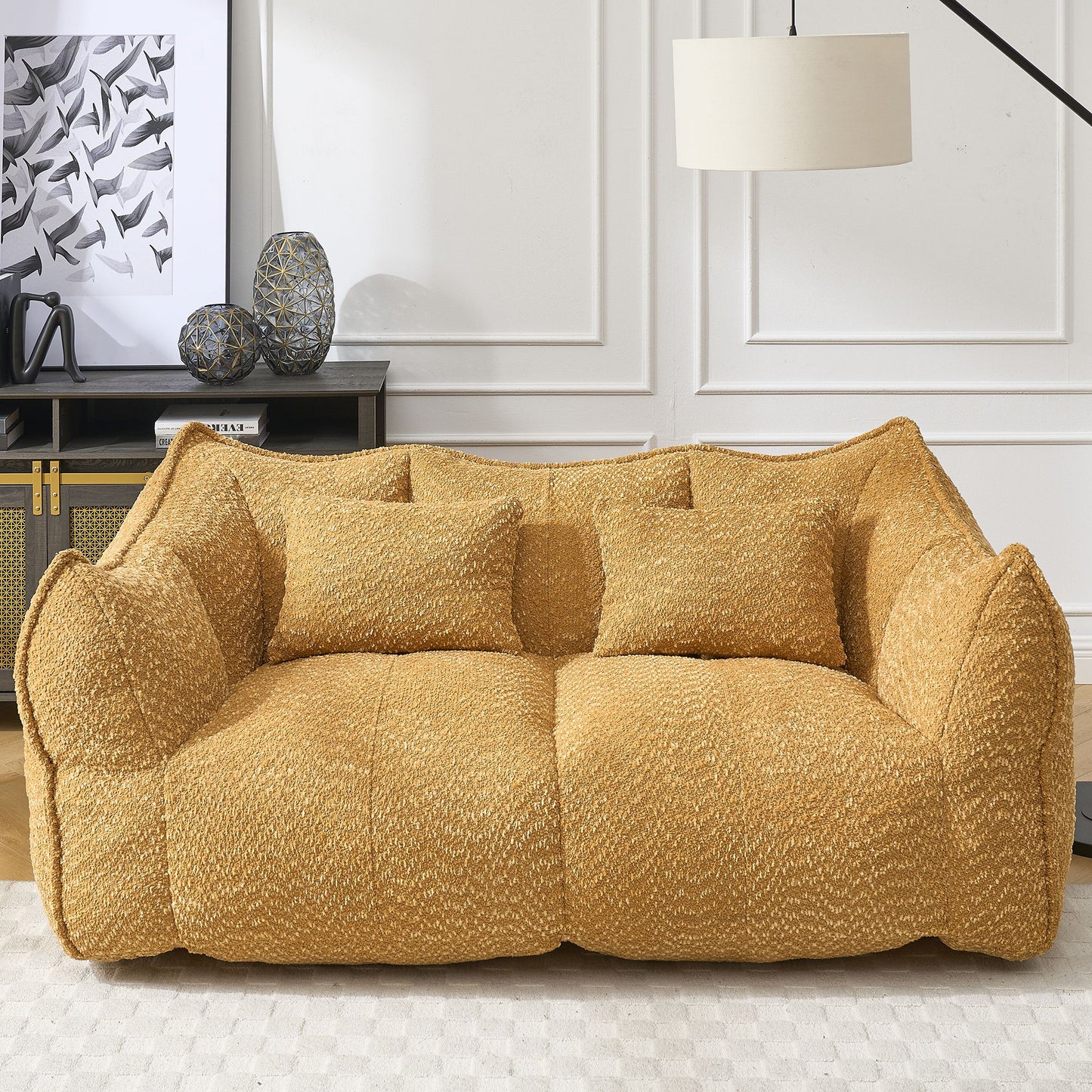 Soft beanbag chair with high resilience foam core for two people. The comfortable square recliner sofa is ideal for family members and friends engaged in games, reading, watching TV