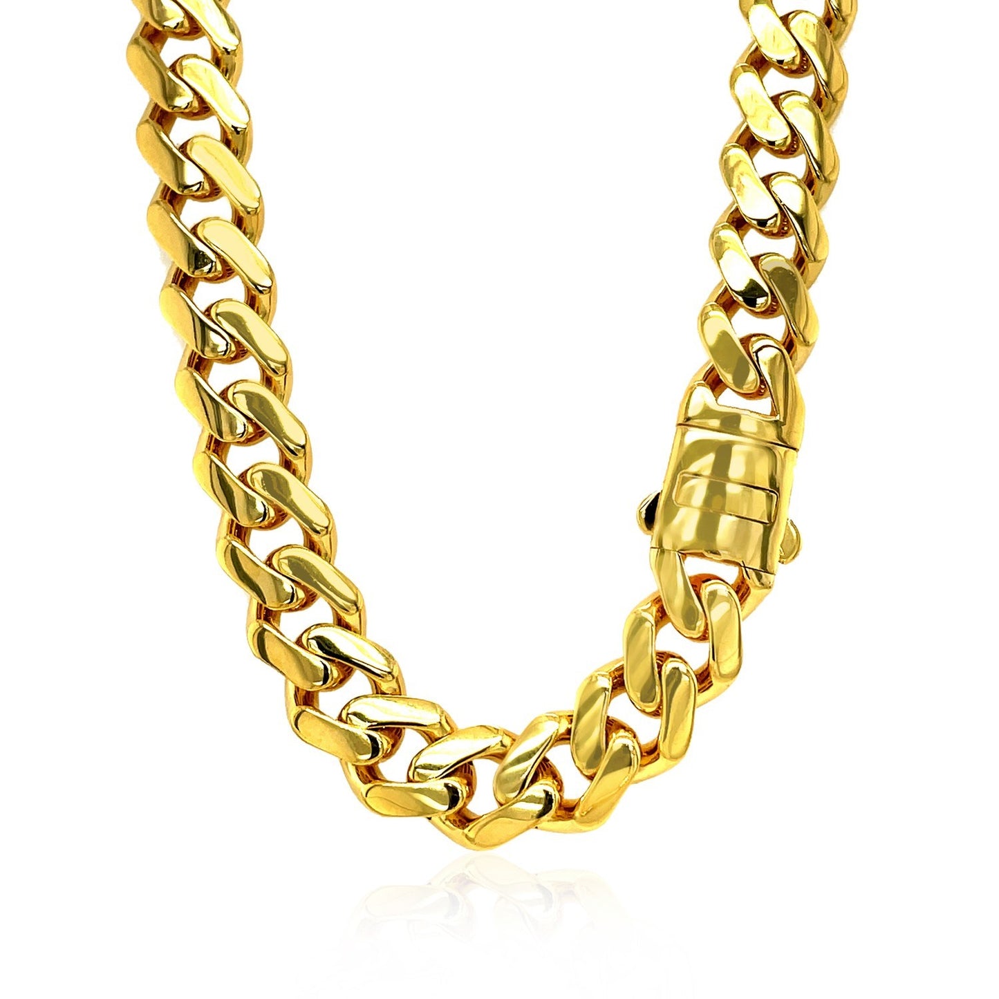 Yellow Gold 14k 18 inch Polished Curb Chain Necklace with Diamonds