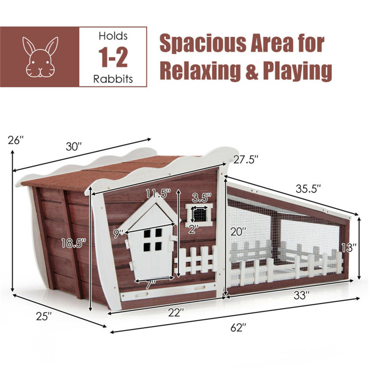 Wooden Rabbit Hutch with Pull Out Tray