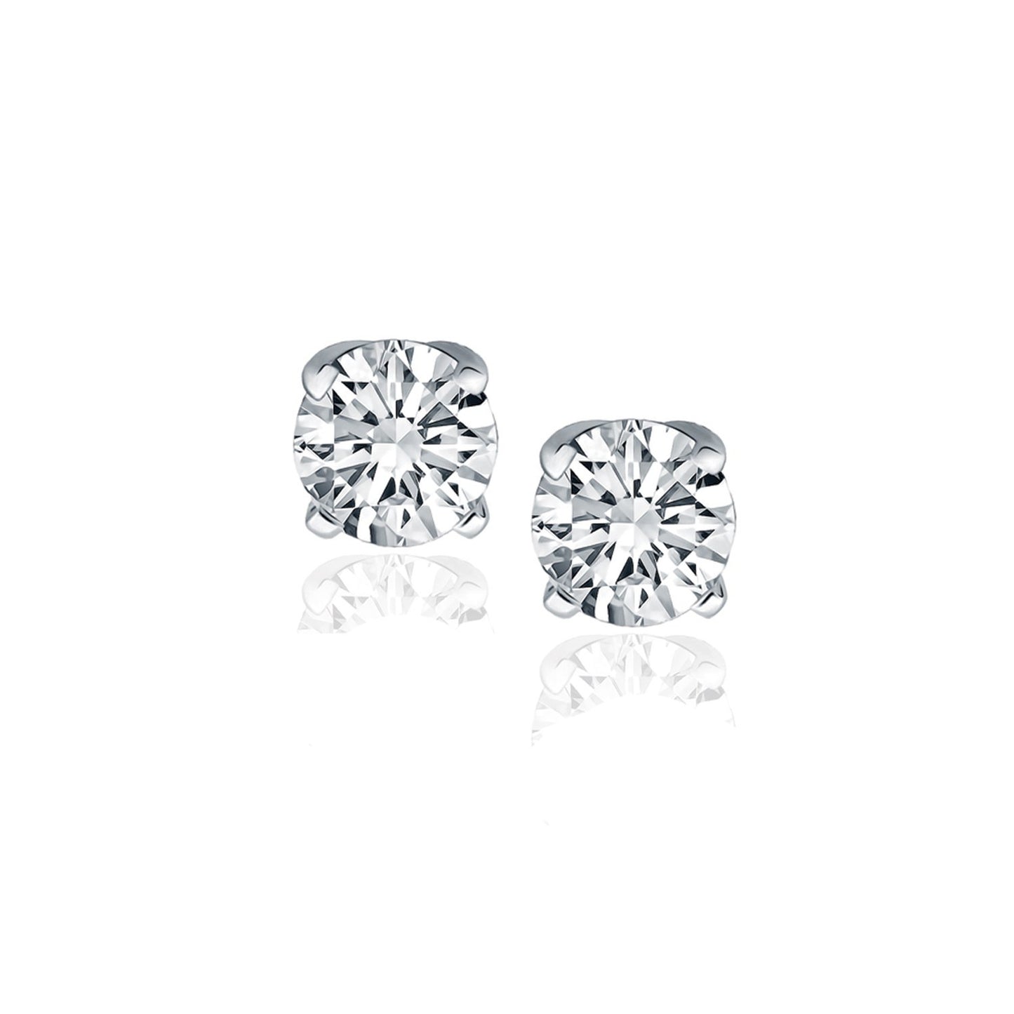 White Gold 14k Diamond Four Prong Stud Earrings (1 cttw)