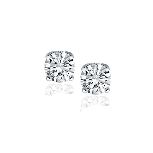 White Gold 14k Diamond Four Prong Stud Earrings (1 cttw)