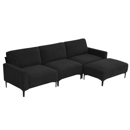 [VIDEO provided] [New] 103.5*59" Modern L-shaped Sectional Sofa, 4-seat Velvet Fabric Couch Set with Convertible Ottoman,Freely Combinable Sofa for Living Room, Apartment, Office,Apartment,2 Colors