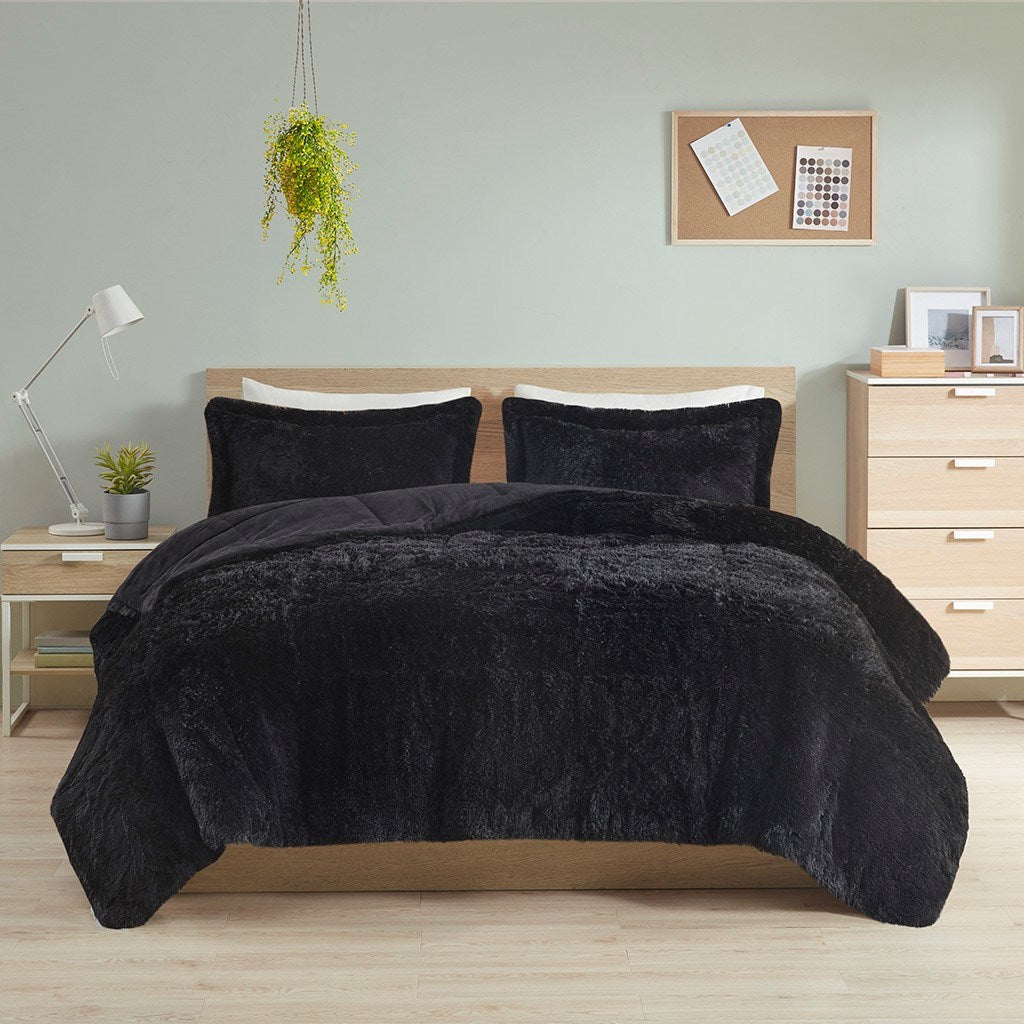 Shaggy Long Fur Comforter Mini Set