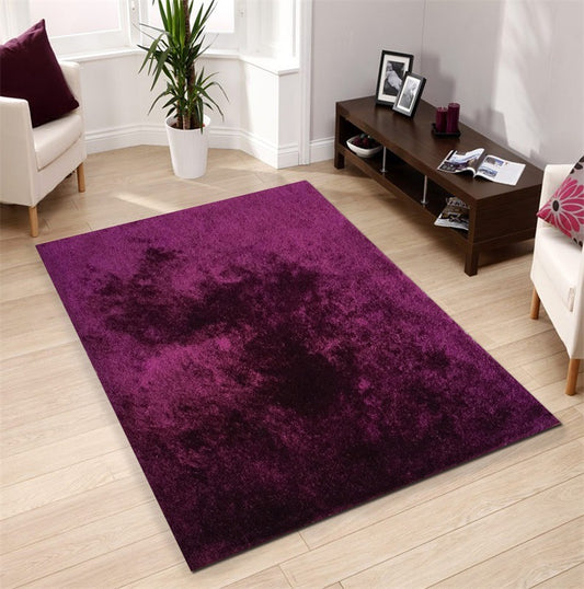 Fuzzy Shaggy Hand Tufted Area Rug in Magenta