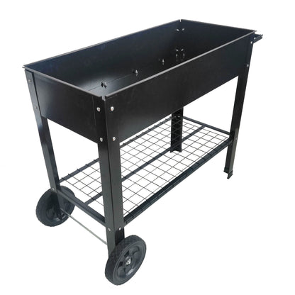 Aveyas Mobile Metal Raised Garden Bed Cart with Legs; Elevated Tall Planter Box with Wheels for Outdoor Indoors House Patio Backyard Vegetables Tomato DIY Herb Grow (Black)