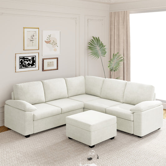 [VIDEO provided] [New] 84*84" Modern Velvet Sectional Sofa Set,Large U Shaped Upholstered Corner Couch with Ottoman,Armrest Pillow,6 Seat Indoor Furniture for Living Room,Apartment,Office,2 Colors