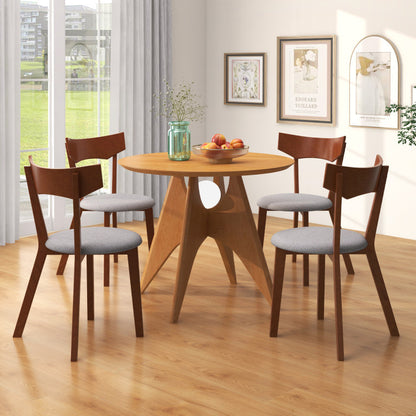 Wooden Dining Chair Set of 2 with Rubber Wood Legs and Padded Seat Cushion