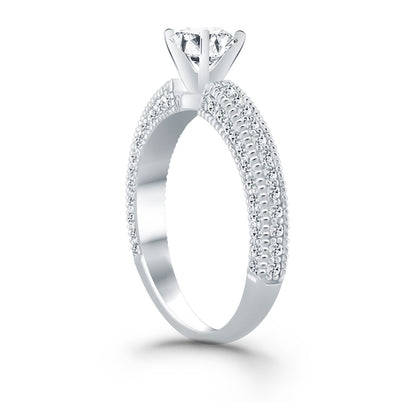 White Gold 14k Diamond Micropave Milgrain Engagement Ring