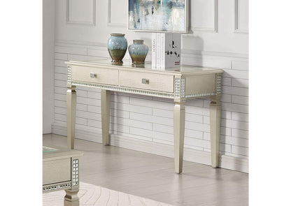 Sofa Table Silver Glam Storage Drawers Table 5mm Tempered Glass Top w/ Diamond Pattern Living Room 1pc Side Table.