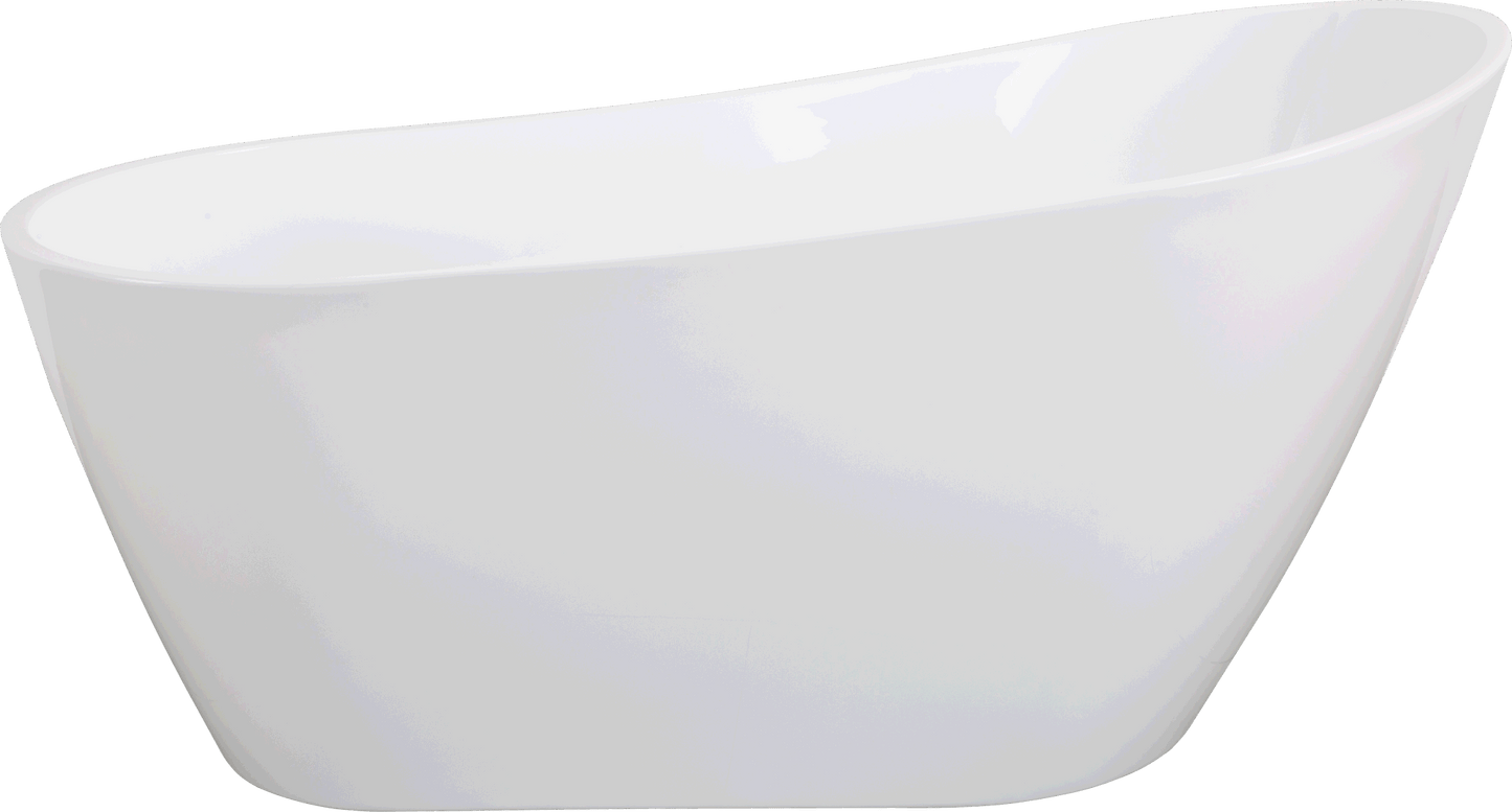 Contemporary High-Gloss Acrylic Freestanding Soaking Bathtub with Chrome Overflow in White, cUPC Certified - 63*31.5 22A04-63