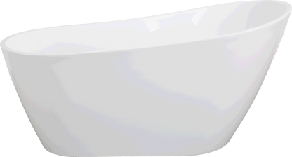 Contemporary High-Gloss Acrylic Freestanding Soaking Bathtub with Chrome Overflow in White, cUPC Certified - 63*31.5 22A04-63