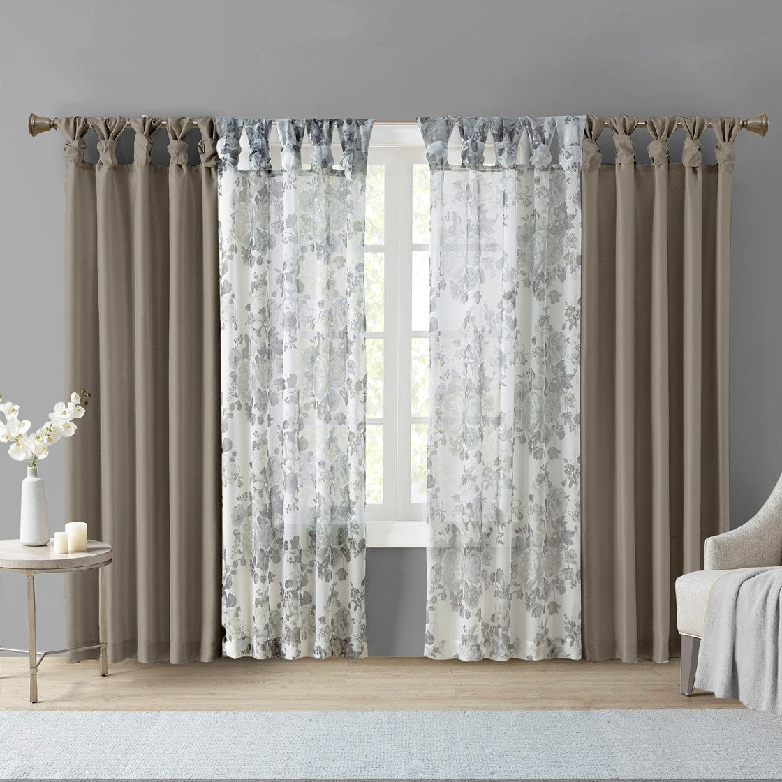 Twist Tab Lined Window Curtain Panel