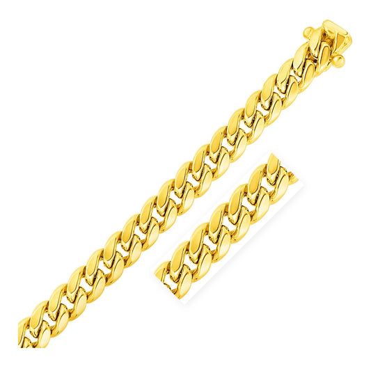 Yellow Gold Semi Solid Miami Cuban Bracelet - 11mm