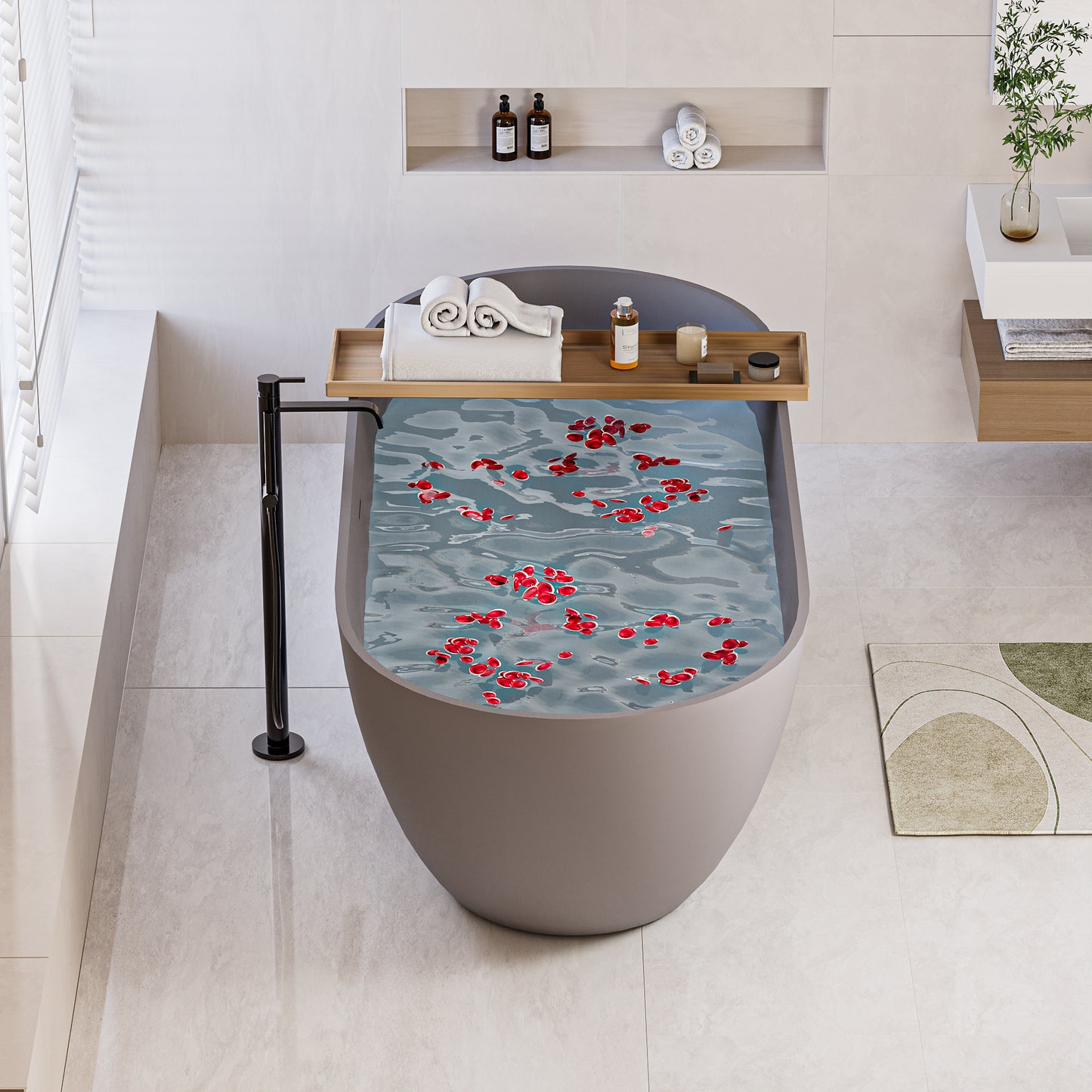 Immerse Yourself in Unmatched Luxury with Our Handcrafted Solid Surface Freestanding Bathtub - Perfect for Relaxation and Rejuvenation - 63*29.5 23S03-63MG