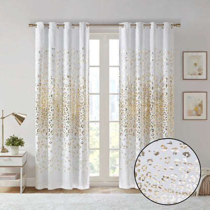 Grommet Top Metallic Animal Printed Total Blackout Curtain