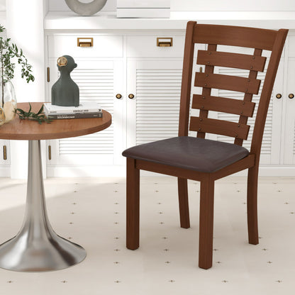 Wooden Dining Chairs Set of 2 with Upholstered Seat and Rubber Wood Frame